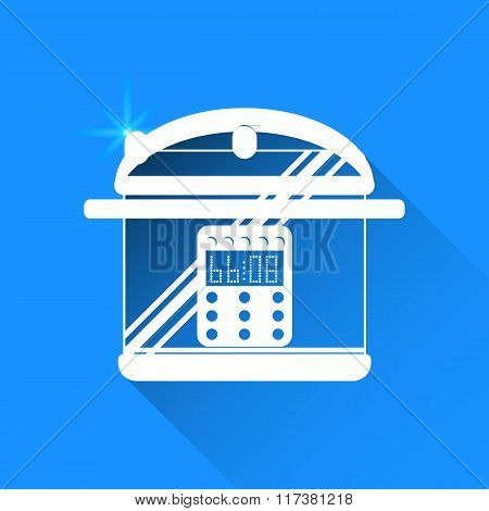 Pan On Blue Background. Vector Isolated