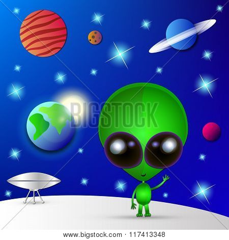 Cartoon Character Funny Alien