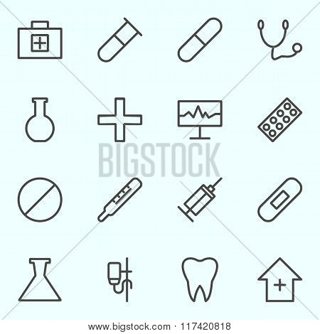 Medical Icons Set Lines.