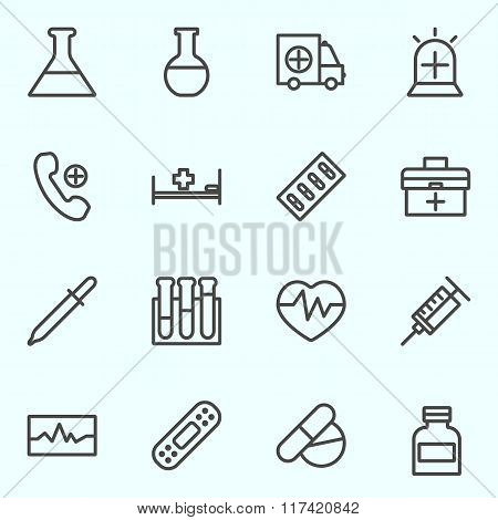 Medical Icons Set Lines.