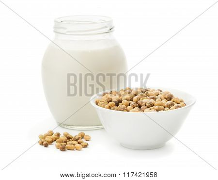 Soy milk in a glass jar