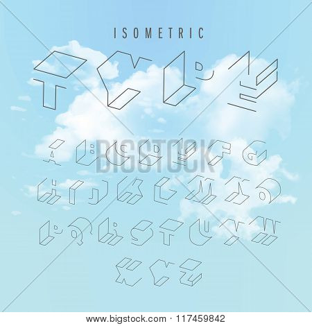 Isometric outline alphabet