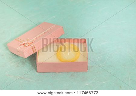 Yellow Condom In Small Gift Box