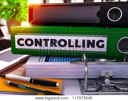 Green Office Folder with Inscription Controlling