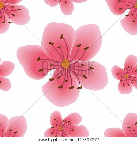 Seamless Pattern With Sakura Flowers