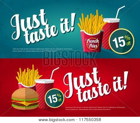 banner with fast food