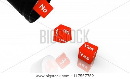 Red Dice Falling Out Of A Black Dice Cup