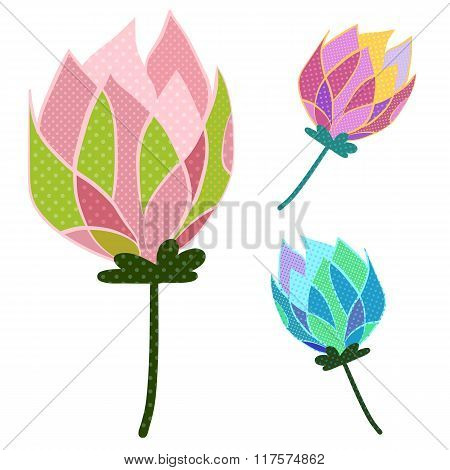 Colorful lotus with Dot pattern