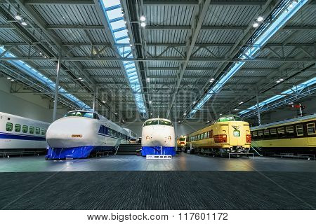 NAGOYA JAPAN - NOVEMBER 18 2015: The SCMaglev and Railway Park features 39 full-size railway vehicles and one bus exhibit train cab simulators and railway model dioramas