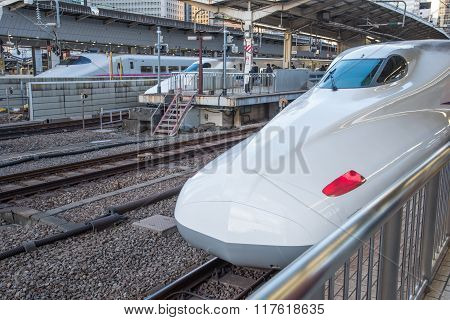 Tokyo, Japan - December 05, 2015 : View Of Shinkansen Bullet Train At Tokyo Station, Japan
