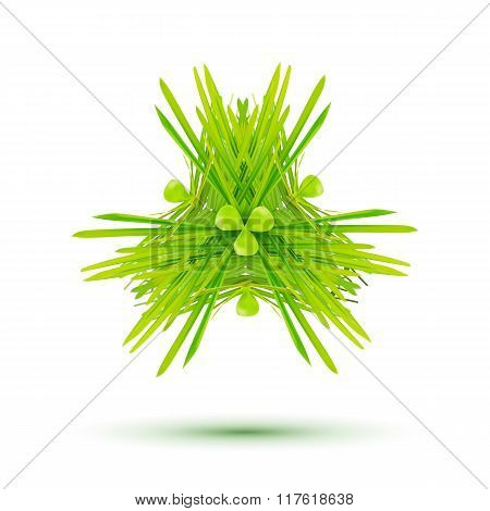 Modern label with green grass