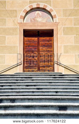 Church  Tradate Varese Italy    Door Entrance And Mosaic