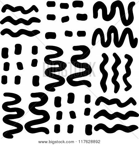 Vector Hand-painted Seamless Pattern With Wavy Lines, Border, Strokes