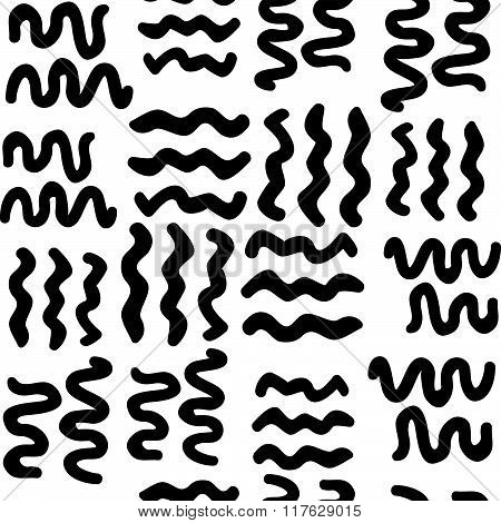 Vector Hand-painted Seamless Pattern With Wavy Lines, Border, Strokes