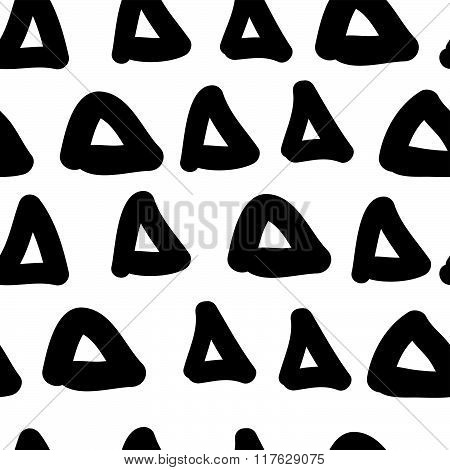 Vector Hand-painted Seamless Pattern With Triangle, Lines, Doodle