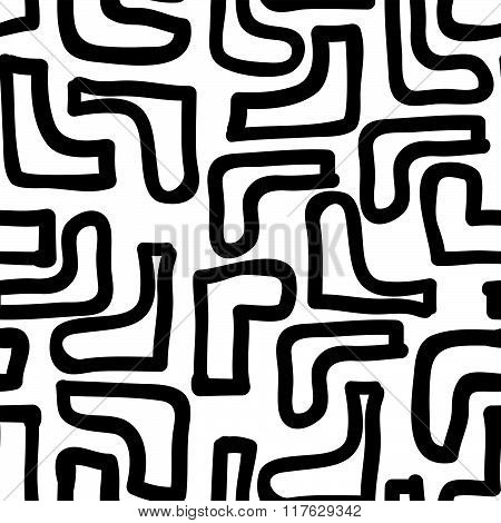 Vector Hand-painted Seamless Pattern With Abstract Doodles Lines