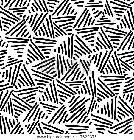 Vector Hand-painted Seamless Pattern With Triangle, Lines, Doodle