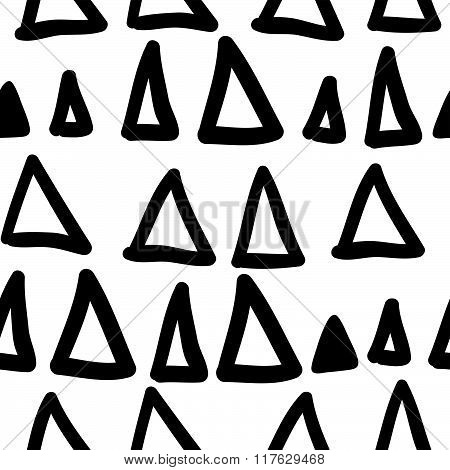 Vector Hand-painted Seamless Pattern With Triangle, Lines, Doodle