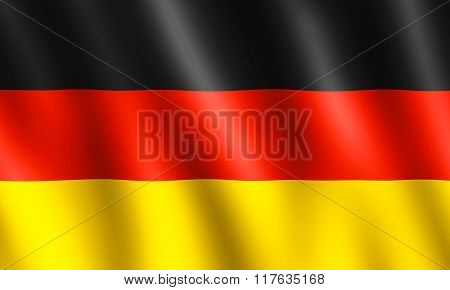 Flag Of Germany Waving In The Wind