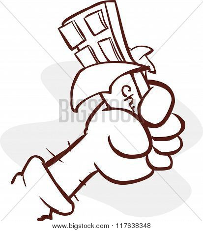 Vector Illustration Of A Hand Holding Chocolate