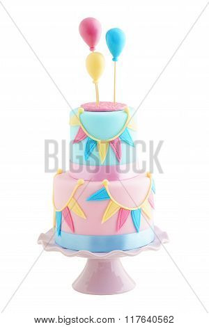 Birthday cake with balloons