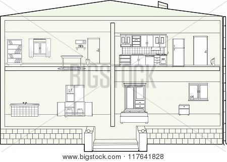 Vector Illustration Of A House Plan