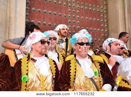 Typical Carnival Chorus (chirigota) In Cadiz.