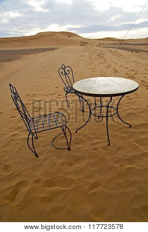 Table And Seat In   Morocco    Africa Yellow Sand