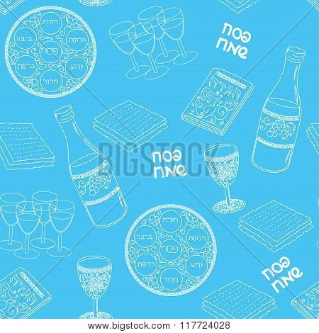 Passover Seamless Pattern Background.