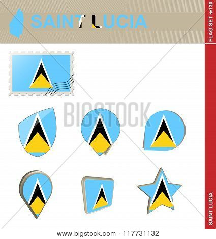 Saint Lucia Flag Set, Flag Set #130