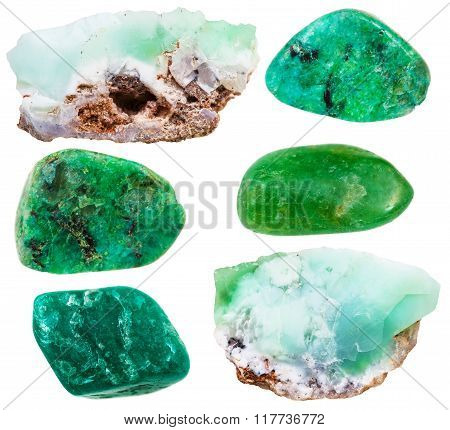 Chrysoprase Tumbled Gemstones And Rocks Isolated