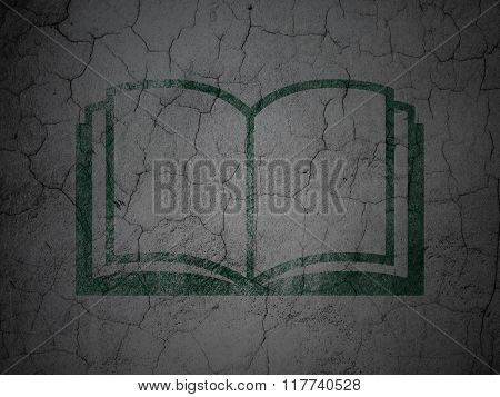 Education concept: Book on grunge wall background