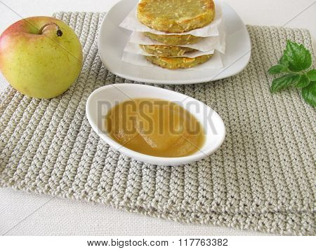 Potato pancakes with apple sauce