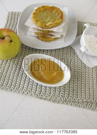 Potato pancakes with apple sauce