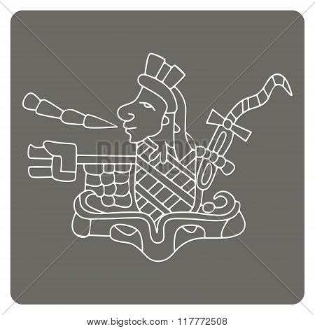 monochrome icon with symbols from Aztec codices