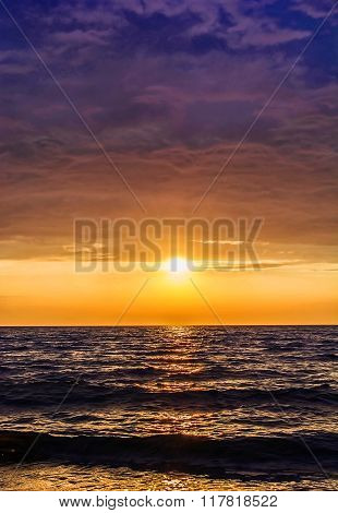 dramatic colorful sunset over the sea