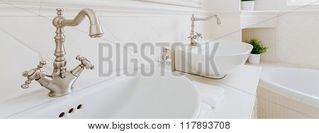 White And Porcelain Washbasins