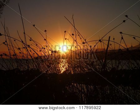 Beautiful Romantic Sunrise At Lago Villarica In Chile