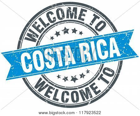 welcome to Costa Rica blue round vintage stamp