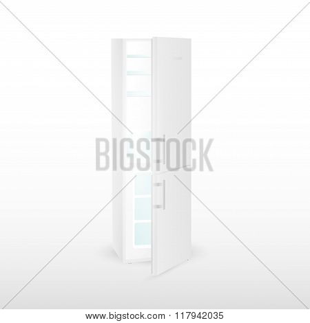 wite refrigerator on floor