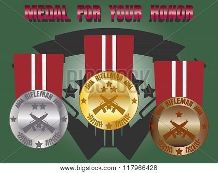 Medal Skill Honor Rifleman Set