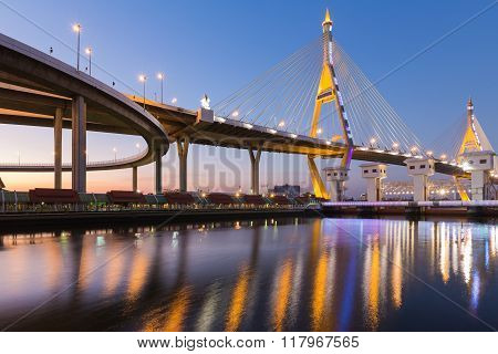 Suspension Bridge over Bangkok main river
