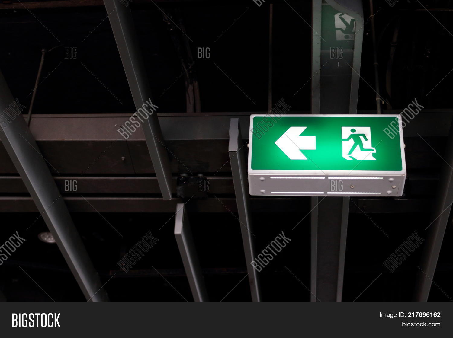 Fire Exit Sign Hanging Image & Photo (Free Trial) Bigstock
