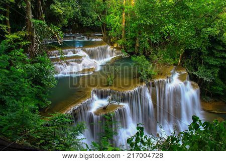 Beautiful waterfall in the middle of rainforest.
