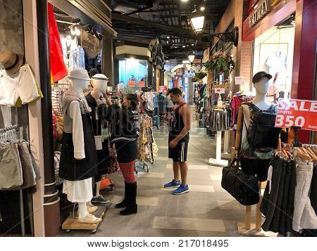 BANGKOK - THAILAND DEC 06 2017: Terminal 21 Shopping Center on DEcember 06, 2017 in Bangkok, Thailand. Terminal 21 Mall is connected to Asok BTS station.