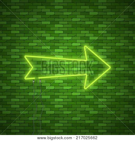 Neon Arrow Sign. Electric light arrow. Stock vector