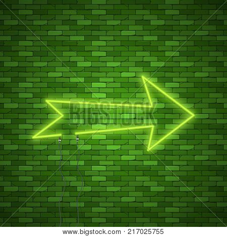 Neon Arrow Sign. Electric light arrow. Stock vector