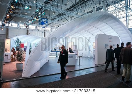 HANNOVER, GERMANY - MARCH 3, 2010: Booth House of CIOs at CeBIT information technology trade show in Hannover, Germany on March 3, 2010.