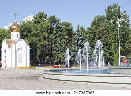 ANAPA, RUSSIA - AUGUST 05, 2017: The fountain in the center of Anapa. Anapa is a resort town in Krasnodar Krai, Russia