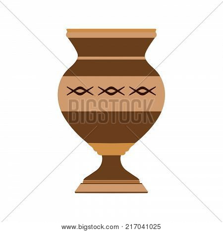 Vase decorative flower illustration pottery design decoration background. Isolated art icon pot ceramic floral